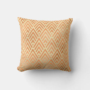 Coussin Jaune chaud d'en cuivre d'or de la géométrie de