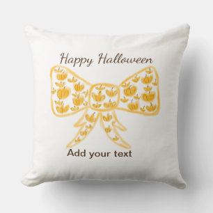 Coussin Jaune citrouille arc heureux Halloween ajouter le
