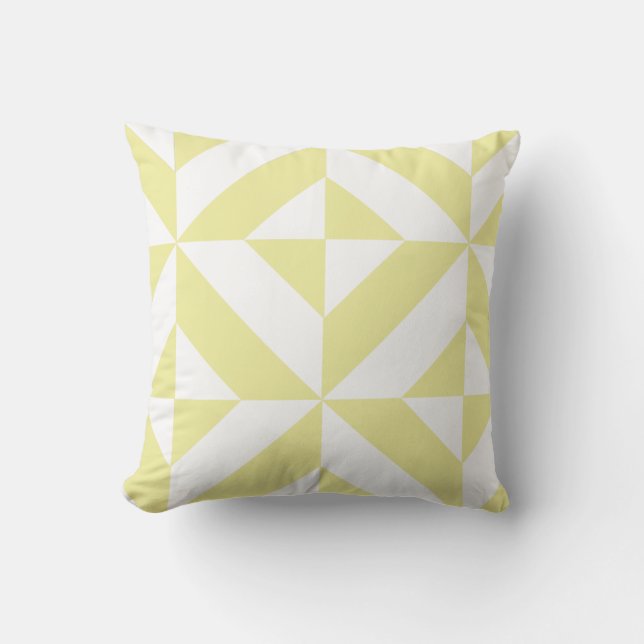 Coussin Jaune clair Art Déco géométrique (Recto)