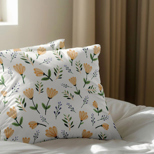 Coussin Jaune clair floral scandinave