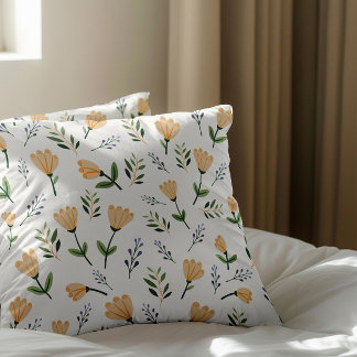 Coussin Jaune clair floral scandinave