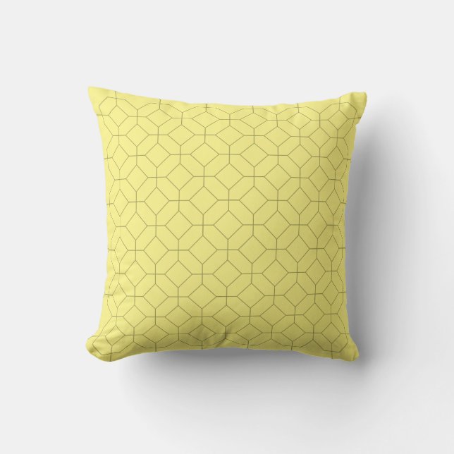Coussin jaune clair neutre avec motif géométrique (Recto)