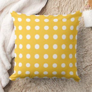 Coussin Jaune Coucher de Soleil et Blanc Polka inversible