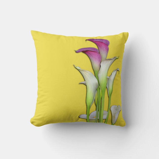 Coussin Jaune de bouquet de zantedeschia (Recto)