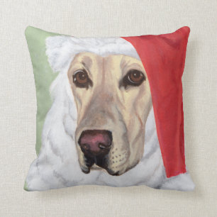 Coussin jaune de Labrador Père Noël