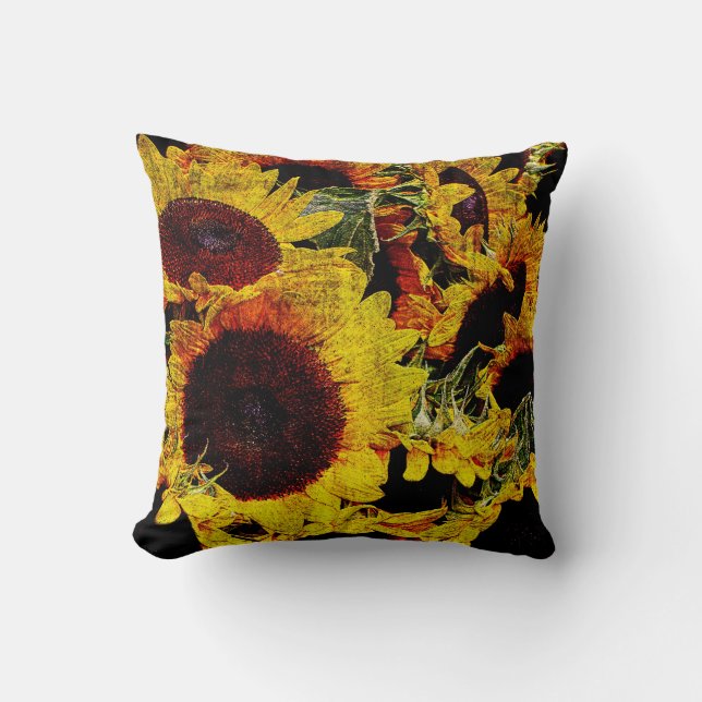 Coussin jaune de lancer de tournesol (Recto)