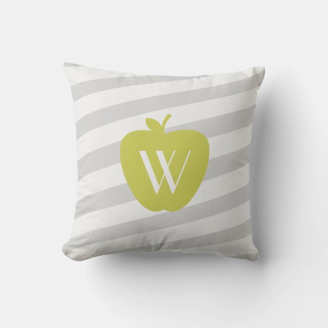 Coussin jaune de professeur de monogramme d'Apple (Recto)
