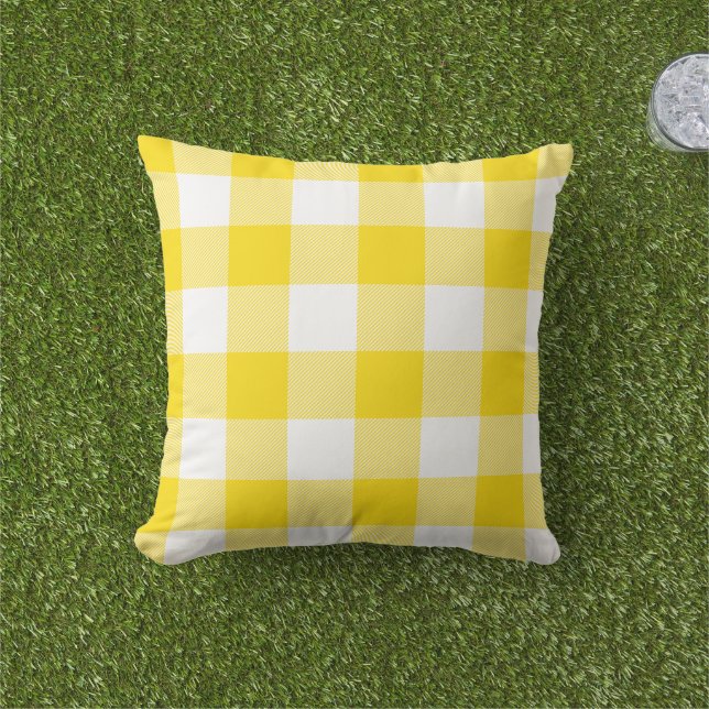 Coussin Jaune doré et plaid de buffle blanc (Herbe)
