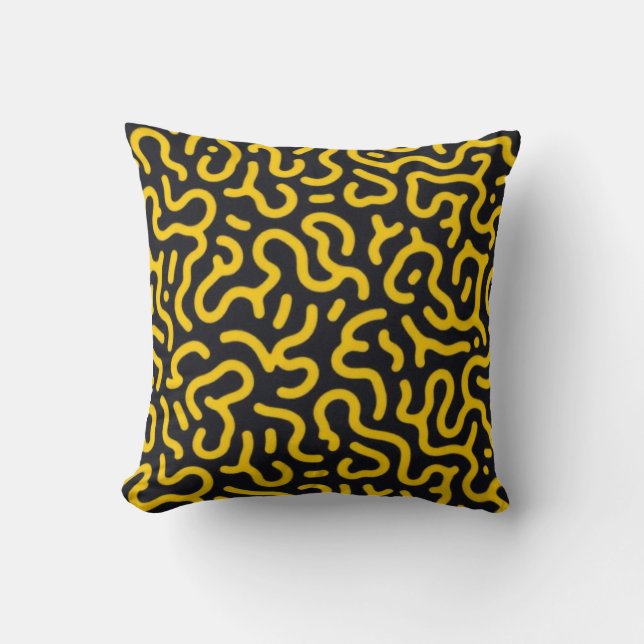 Coussin Jaune Électrique Réaction Diffusion Abstrait Cyber (Recto)