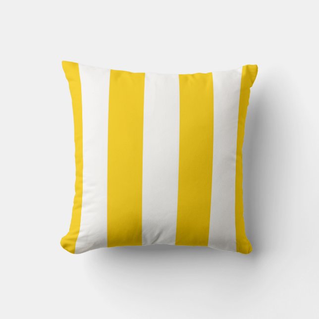Coussin Jaune et blanc Grandes bandes décoratives (Recto)
