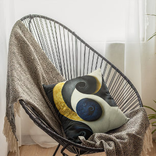 Coussin Jaune et crème Design d'art Abstrait contemporain