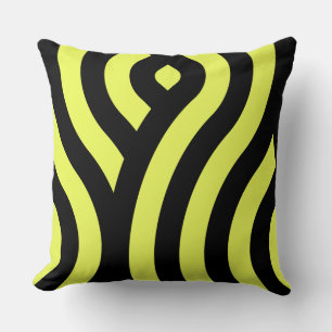 Coussin Jaune et noir, Motif d'onde rayé