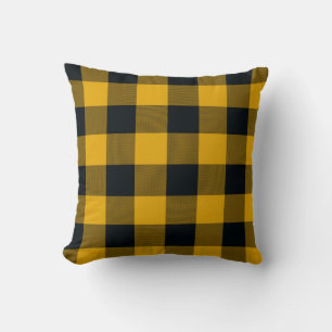 Coussin Jaune et noir motif écossais rustique au cachemire