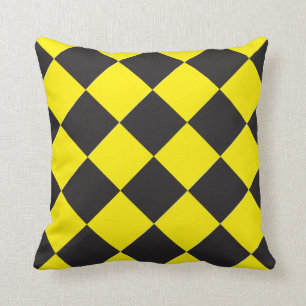 Coussin Jaune et noir vérifiés de diamant