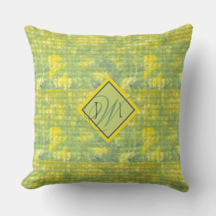 Coussin Jaune et vert Géométrique Abstraite gaie