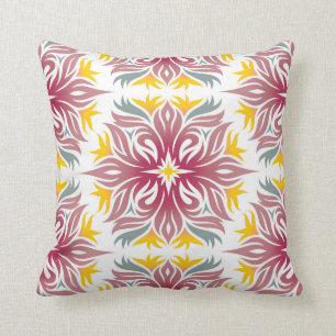 Coussin Jaune floral abstrait de canneberge de motif