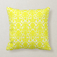 Coussin jaune floral vintage de joint de damassé