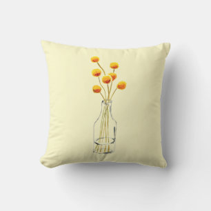 Coussin Jaune heureux Billy Button fleurs Art australien
