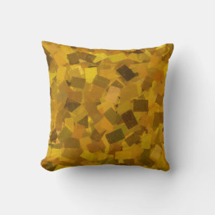 Coussin Jaune Marron Vert Cubisme Motif Abstrait