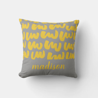 Coussin Jaune moderne adorable Squiggles Gris Enfants Pers
