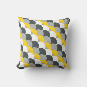 Coussin Jaune MODERNE de gris de charbon de bois de motif