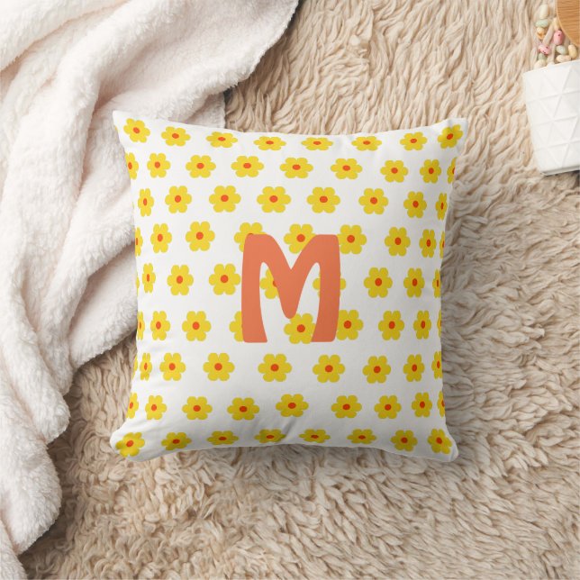 Coussin Jaune moderne du milieu du siècle moderne botaniqu (Couverture)