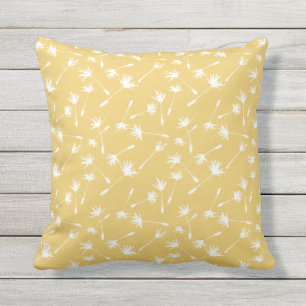 Coussin Jaune Moutarde Motif de Graines de Pissenlit Fanta