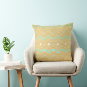 Coussin Jaune Moutarde & Vert Turquoise Double Face