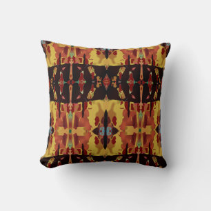 Coussin Jaune Noir foncé Rouge Grand Carreaux Design abstr