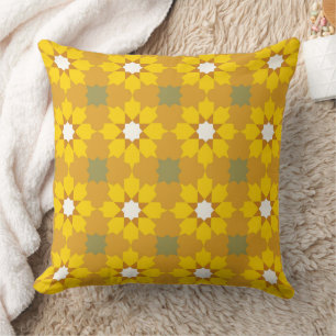 Coussin jaune or encaustique vintage