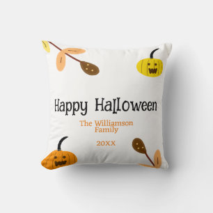 Coussin Jaune orange automne joyeux halloween ajouter fami