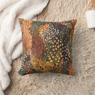 Coussin Jaune Orange Feuillu Floral Botanique