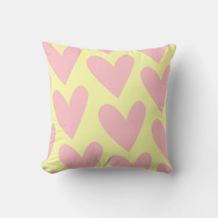 Coussin Jaune rose mignon Coeur simple Motif Y2K