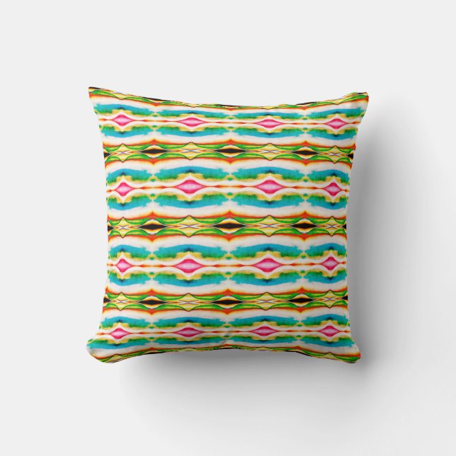 Coussin Jaune Turquoise Rouge Blanc Petits Carreaux de sty (Recto)