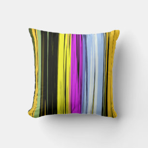 Coussin Jaune Vert Bleu Violet Noir Rayures Verticales
