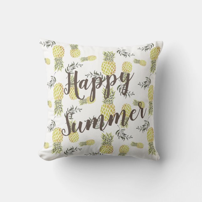 Coussin Jaune vert et or PINEAPPLE HEUREUX ÉTÉ (Recto)