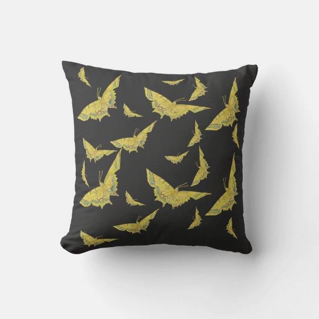 Coussin Jaune Vieux Monde Swallowtail motif papillon (Recto)