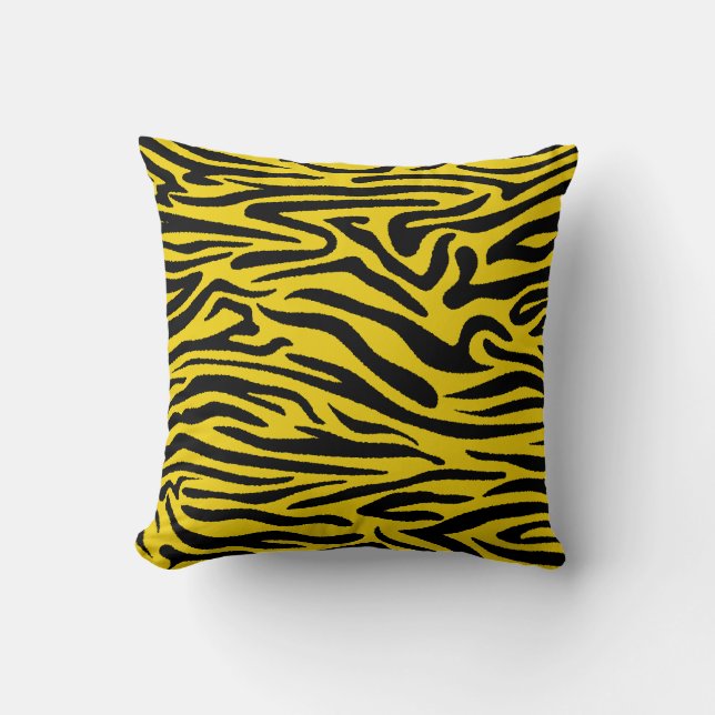 Coussin Jaune zèbre rayures Preppy Wild Poster de animal (Recto)