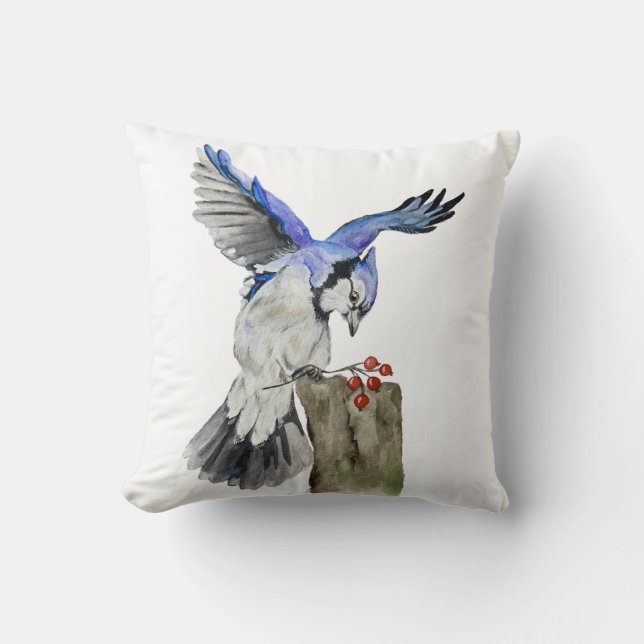 Coussin Jay bleu d'oiseau de la forêt (Recto)