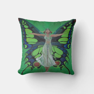 Coussin Jazz Age Showgirl Flapper portant des ailes papill