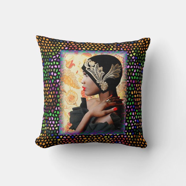 Coussin Jazz Singer Harlem Renaissance (Recto)