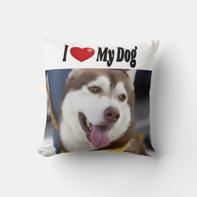 Coussin Je adore mon chien photo  (Recto)