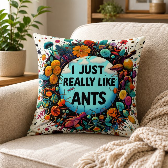 Coussin Je aime vraiment beaucoup les fourmis pour l'amate (I just really like ants for lovers ant collector a throw pillow)