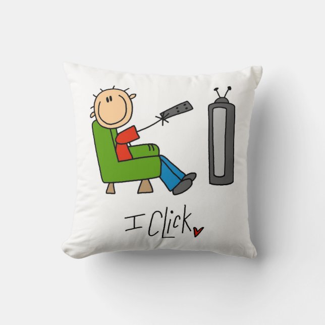 Coussin Je clique Accro à la TV (Recto)