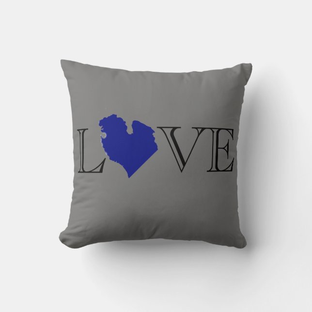 Coussin Je coeur Michigan, conception de Great Lake (Recto)