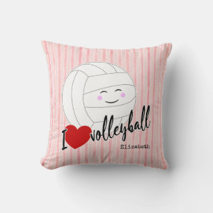 Coussin Je coeur volleyball heureux kawaii girly rayures r