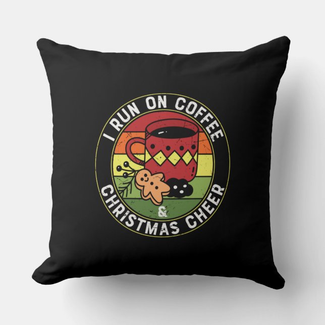 Coussin Je cours sur le café et la fête de Noël (Recto)