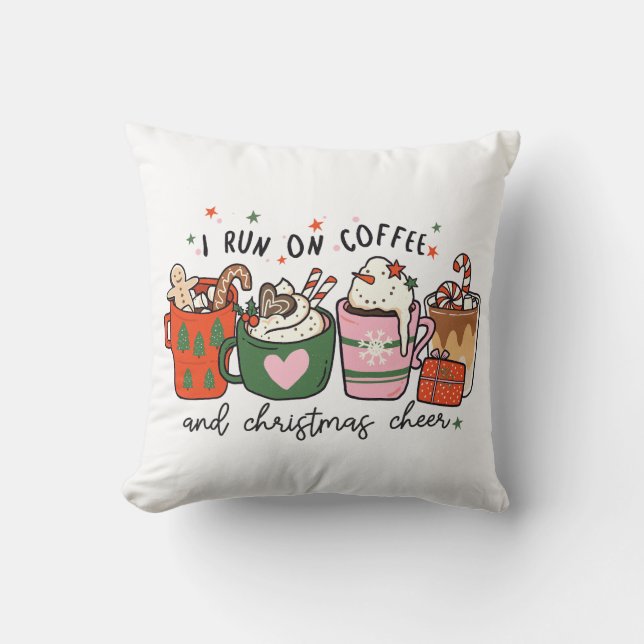 Coussin Je Cours Sur Le Café Et La Soirée De Noël (Recto)