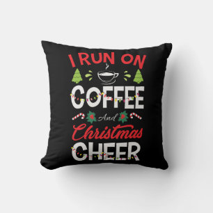 Coussin Je Cours Sur Le Café Et La Soirée De Noël