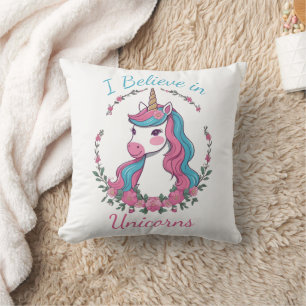 Coussin Je crois aux licornes